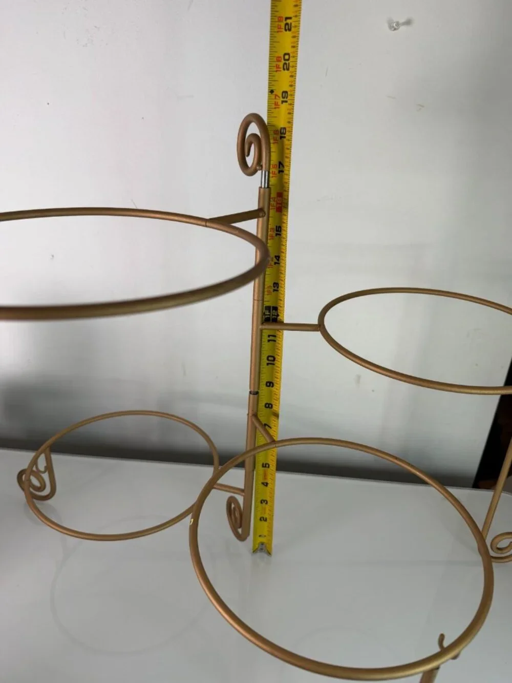 Vintage MCM Moveable Gold Metal 4 Stack Tier Plate Serving Stand Plant Holder - Picture 7 of 9